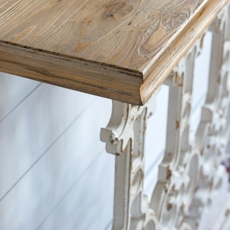 Vintage Whitewash and Warm Wood Rectangular Console Table