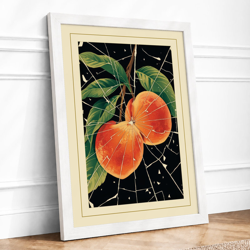 Oranges and Stars Botanical - Framed Print, A2 - 59.4 x 42.0 cm, White