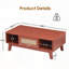 Mid-Century Square Coffee Table with Rattan Drawer and Solid Wood Legs-527469969