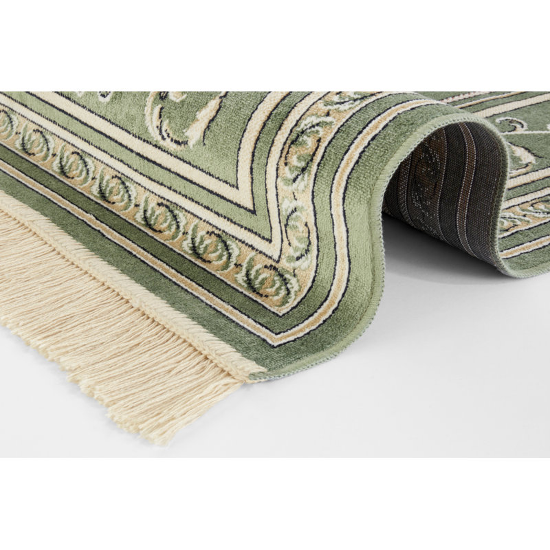 Tufted Cream/Green Rug, Rectangle 195 x 300cm