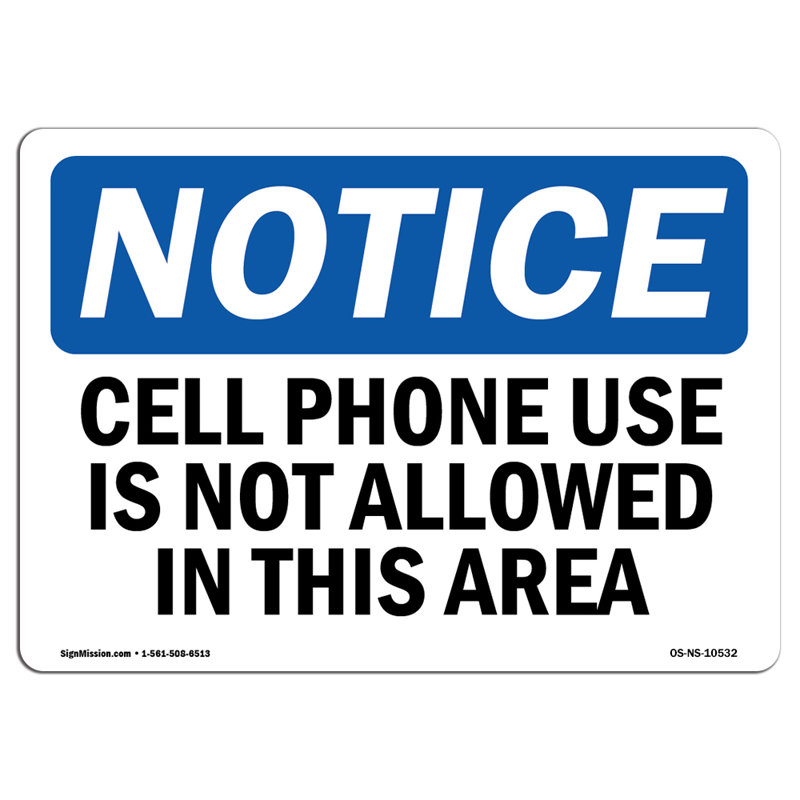 Décalcomanie 18 po x 12 po avec téléphone cellulaire non autorisé