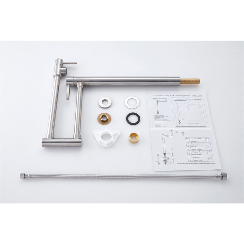Robinet remplisseur de pot avec tige d'extension, Nickel brossé