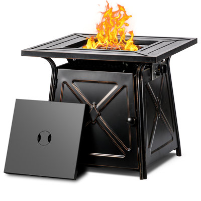 Square Propane Smokeless Fire Pit Table with Hidden Fuel Tank