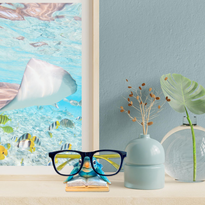 Support à lunettes en résine avec motif de tortue de mer