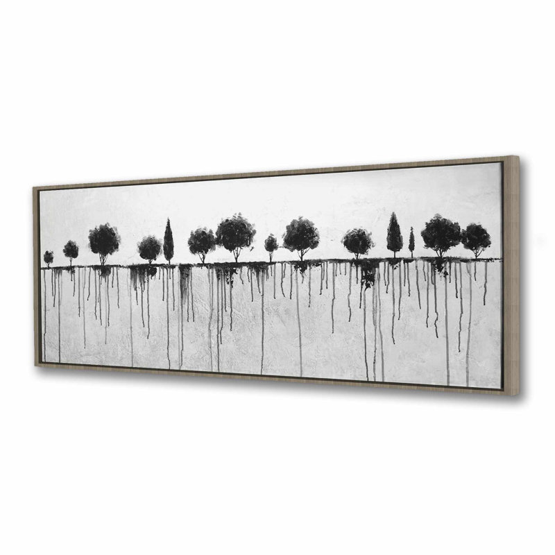 Encre avec des saignements à l'encre sur toile | Art encadré pour décor de chambre à coucher, H 49,25 po x l 17,25 po