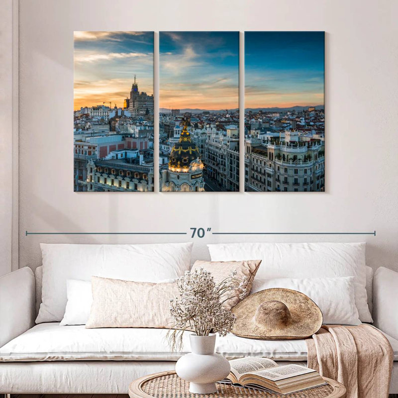 Horizon de Madrid au crépuscule, H 32 po x l 50 po