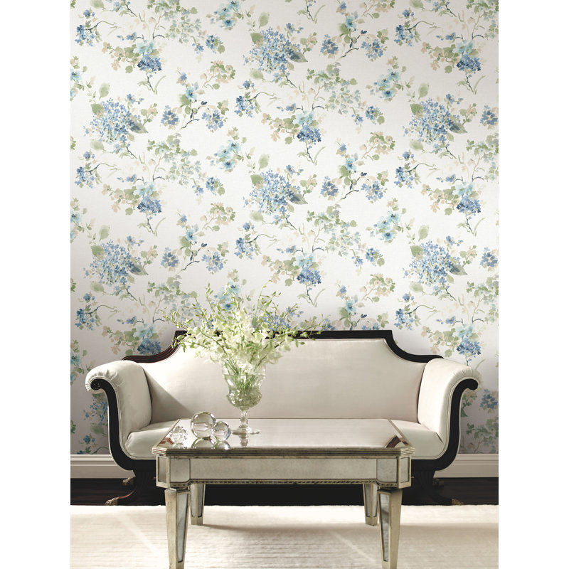 Papier peint à fleurs Veiled Garden, Bleu