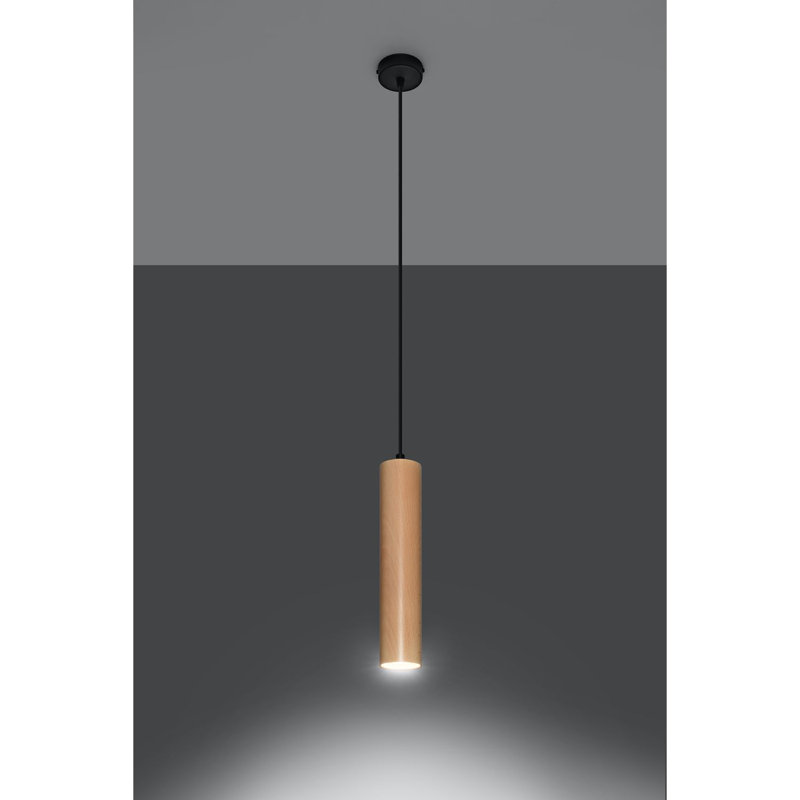 Casper 1 - Light White/Brown Cylinder Pendant, Wood