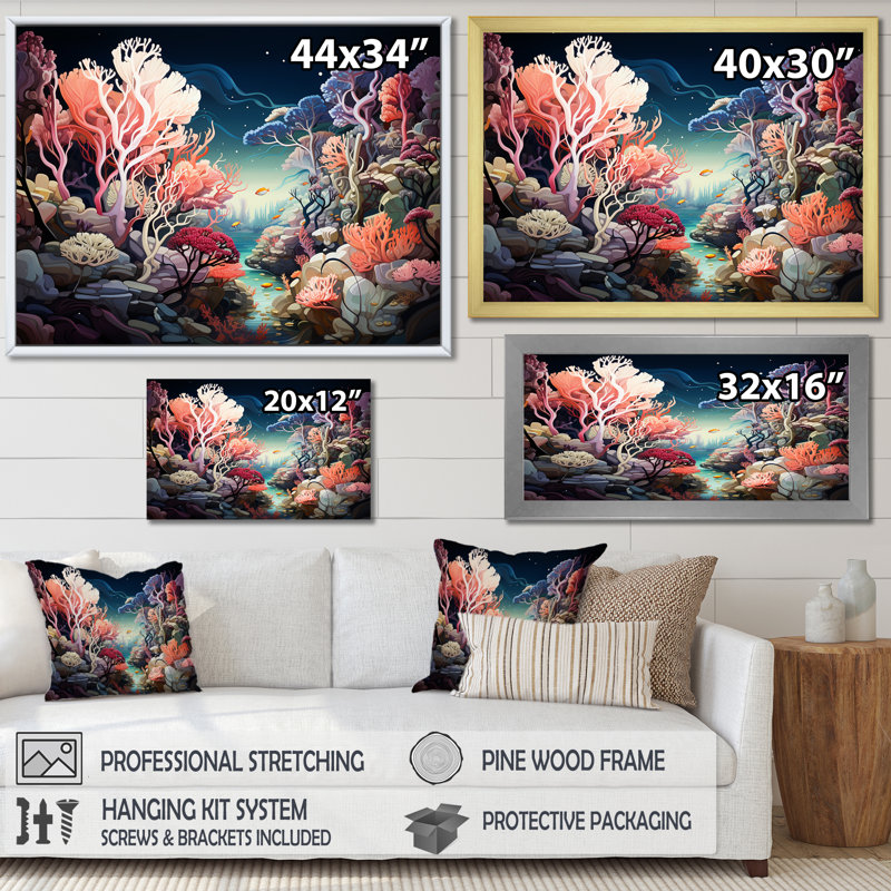 Coral World Expression I sur impression sur toile, Toile tendue, H 34 po x l 44 po x P 1,5 po