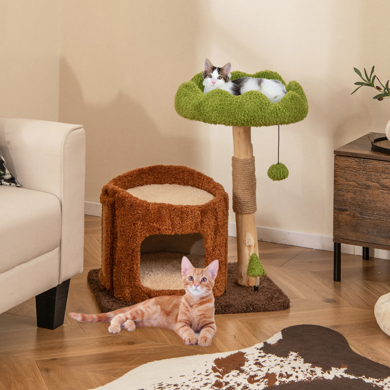  Multifunctional Cat Tree w/ Sisal Covered Scratching Posts Top Perch Modern