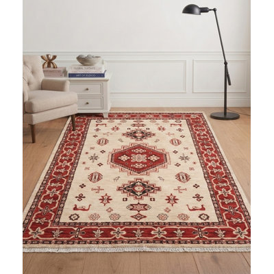 Gold Red Silk And Wool Handmade Oriental Hand Knotted Rectangle Indoor Area Rug