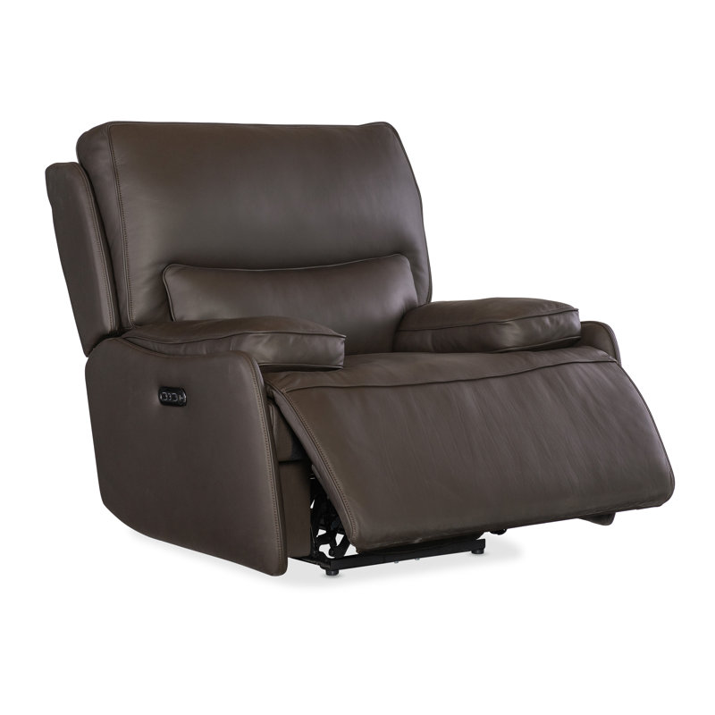 Oslo Mountain Brown Leather Zero Gravity Recliner with Metal Base