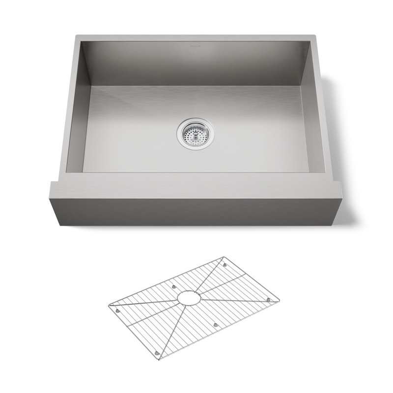 Vault Under-Mount Single-Bowl Kitchen Sink, Stainless Steel with Shortened Apron-Front for 30" Cabinet