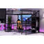 Grand lit mezzanine en métal avec garde-robe, bureau en forme de L et télécommande à DEL pour la nuit, 2 tablettes noires, utilisation sécuritaire-724259995