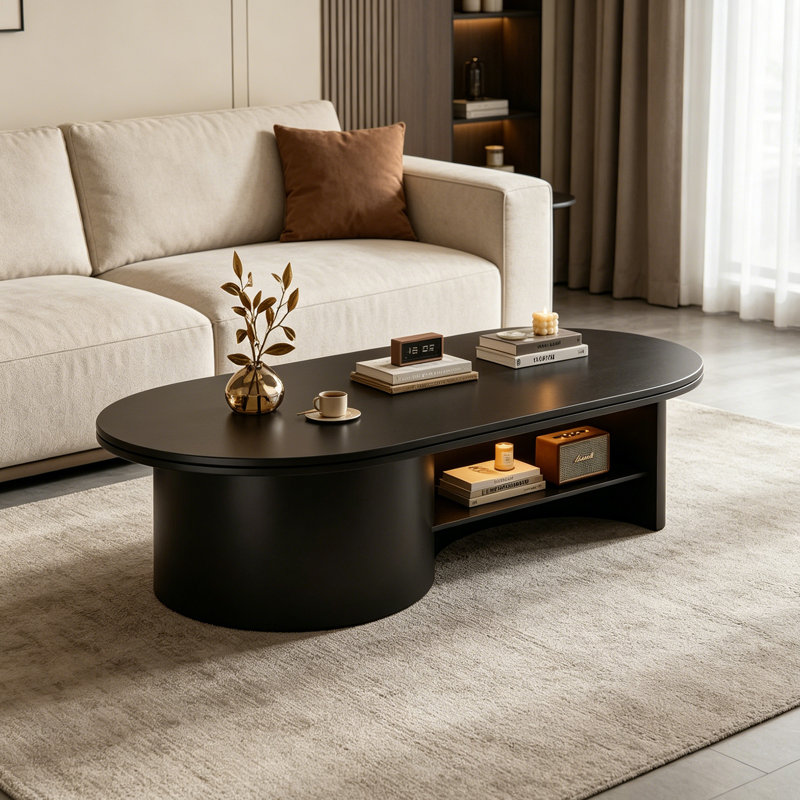 Table basse Modern Rock, H 16,92 po x L 39,37 po x l 23,62 po, Noir