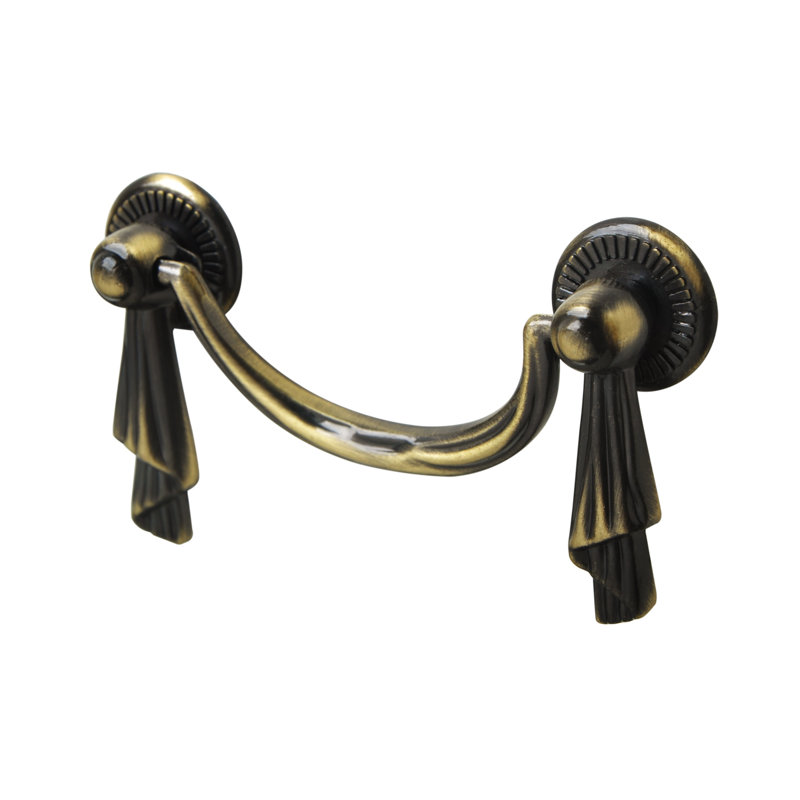 Utopia Alley Lauren Drop Center-to-Center Pull, Antique Brass, 3.4