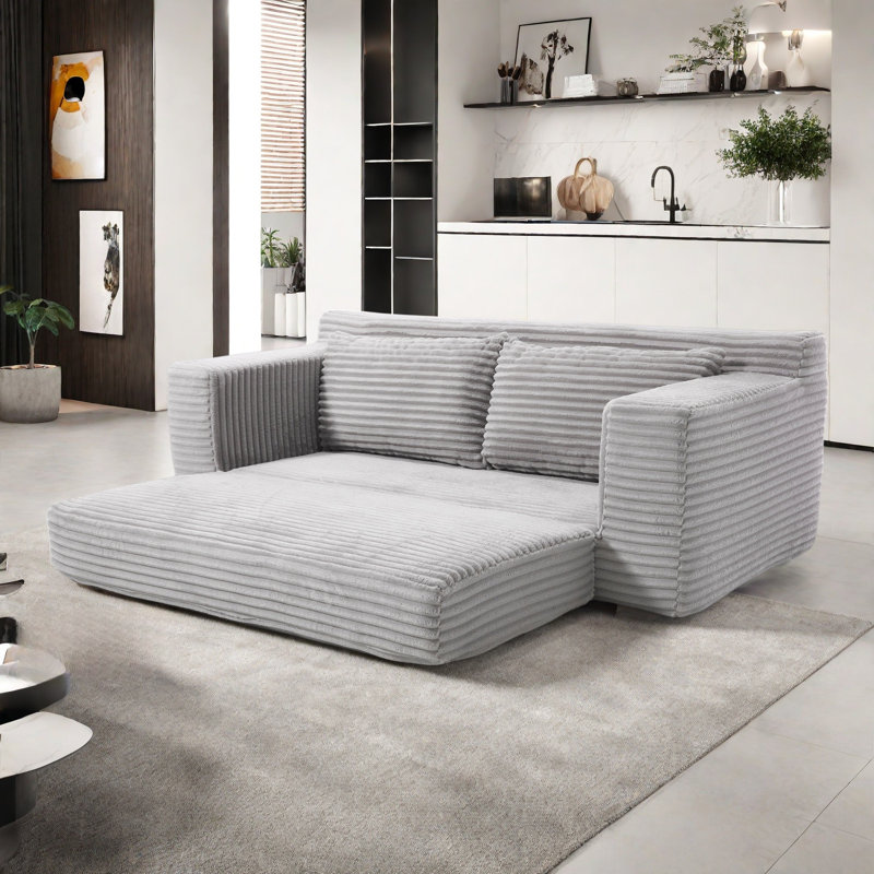 Convertible 2-in-1 Loveseat Sofa Bed With Memory Foam & Steel Frame, Gray