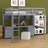 Multifunctional Solid Wood Full Size Loft Bed With 4 Drawers, Desk, Open Cabinets, Charging Station And Bedside Tray