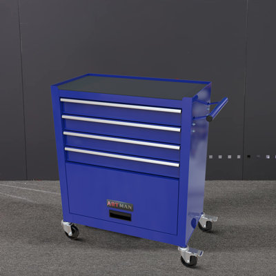 24.41" W 4 - Drawer Steel Bottom Rollaway Chest with Wheels