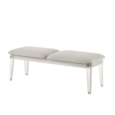 Gray Bench With Acrylic Legs - Comfortable Upholstery 220Lbs Capacity Versatile And White No Storage Option Load