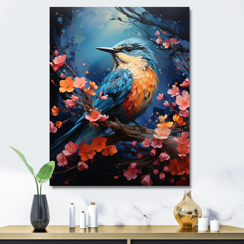 Reproduction d'art sur toile, oiseaux, Toile tendue, H 32 po x l 16 po x P 1 po