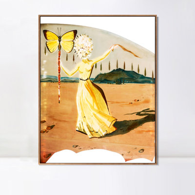 Art numérique sur toile encadré, série # 051, par Salvador Dali, art mural pour le salon, décorations de bureau à domicile (cadre en bois de couleur mince, 18 po x 24 po)
