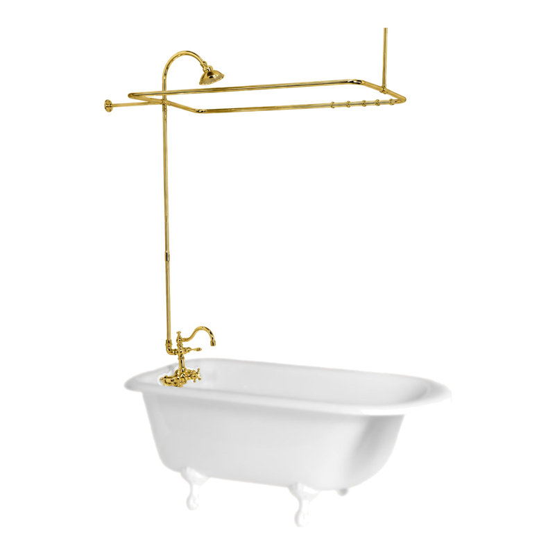 Thermostatic Exposed Enclosure Shower Set with Shower Head and 65" Riser, Supercoat Brass
