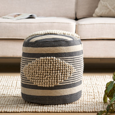 Pouf rond rayé de 16 po de largeur