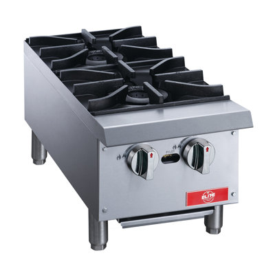 12 in. x 24 in. Natural Gas Commercial 2 Burner Hot Plate in Stainless Steel, 56,000 BTU