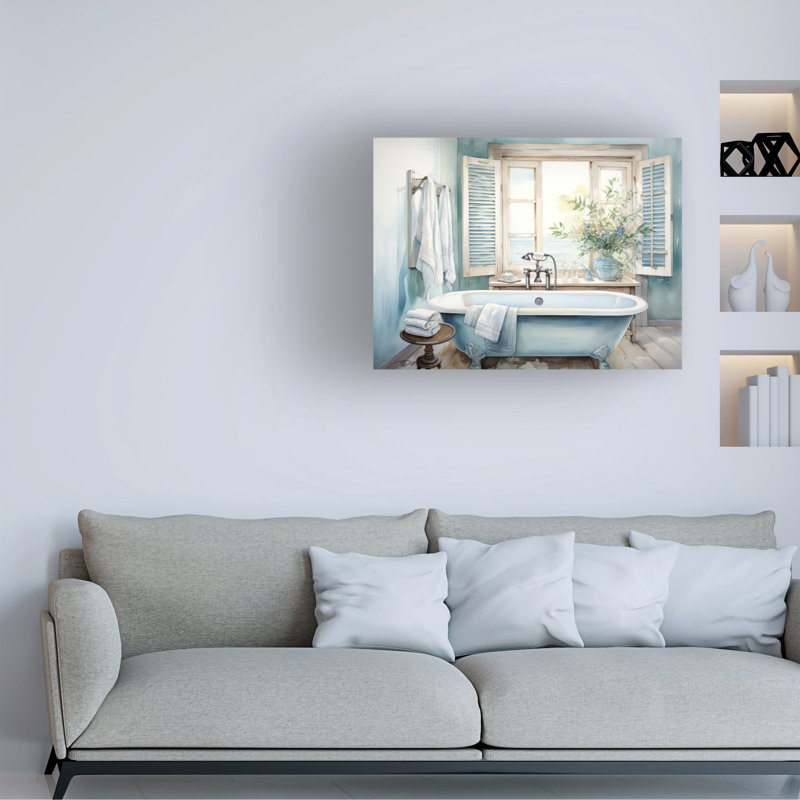 Baignoire Momart bleue sur toile, H 18 po x l 24 po x P 2 po