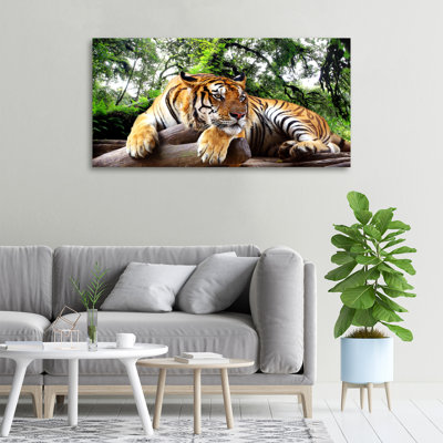 Tiger On The Rock - No Frame Print on Canvas