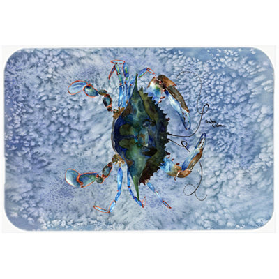 Crab Rectangle Lightblue Glass Cutting Board