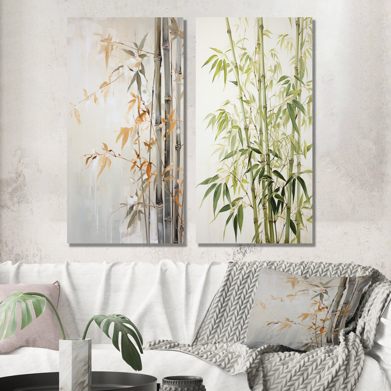 «Mute Bamboo Embrace», ensemble d'art mural en bambou et métal, H 28 po x l 24 po