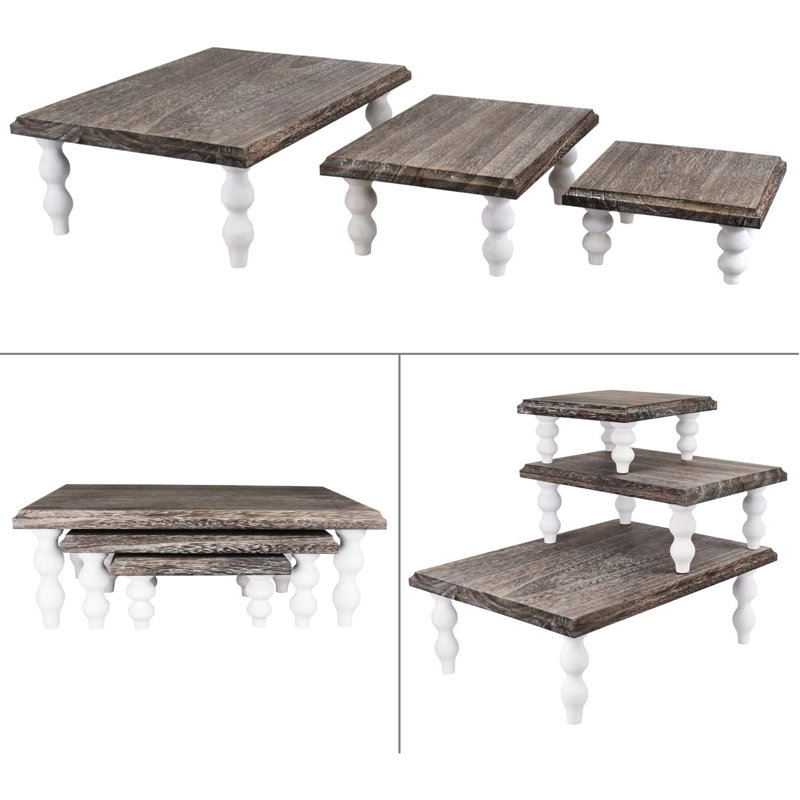 Small Coffee Wooden Display Riser Set of 3