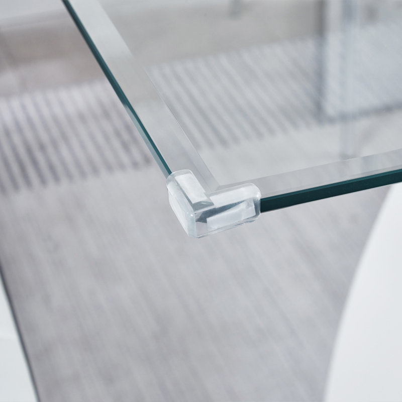 Rectangular Glass Top Dining Table, Modern Design Rectangular Room Table For Home