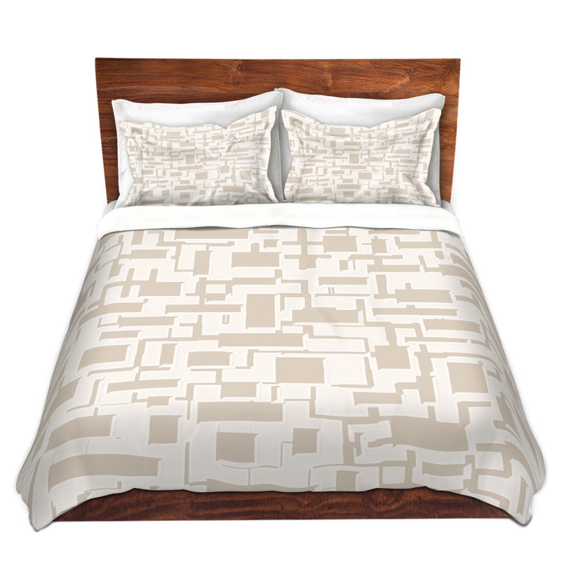 Ensemble de housse de couette simple cube mid-century, 1 housse + 2 taies très grand lit