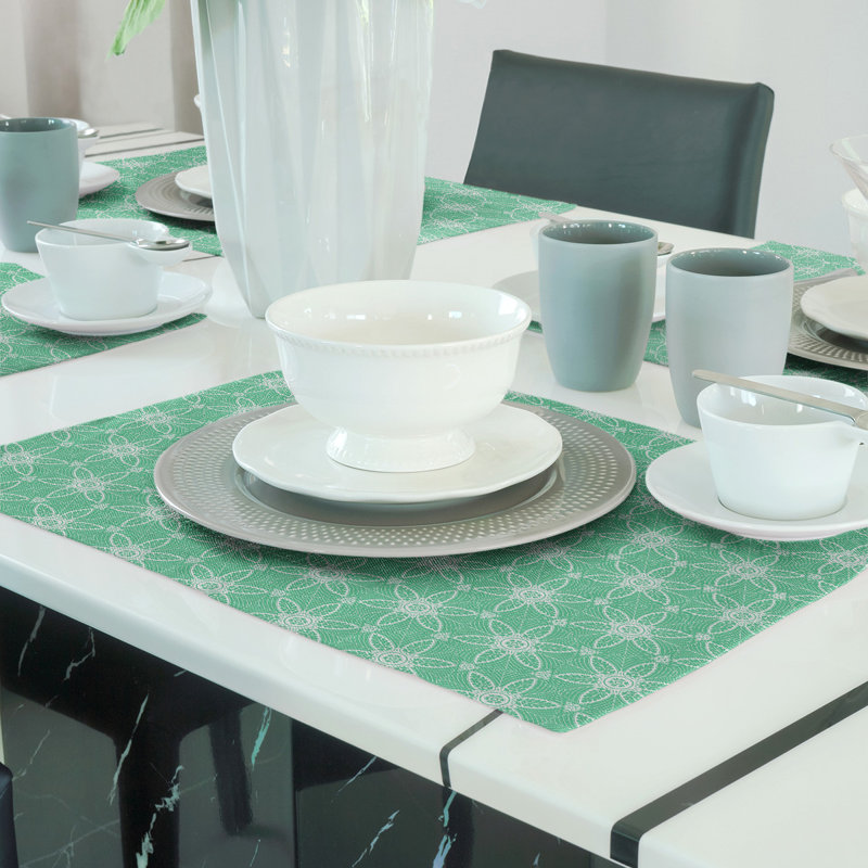Napperon en coton 18 po classique Circles, Vert / blanc