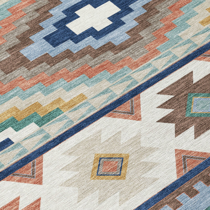 Machine Washable Indoor/Outdoor Chantille ACN2539 Lodge Rug, Rectangle 1'8" x 2'6", Navy