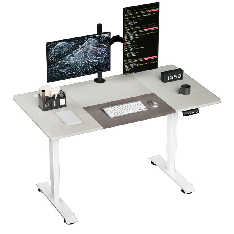 55" X 28" Electric Height Adjustable Standing Desk, White