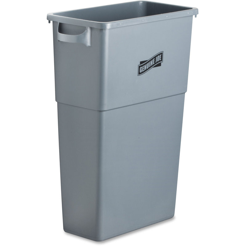Gray 23 Gallon Space-Saving Waste Container with Handles