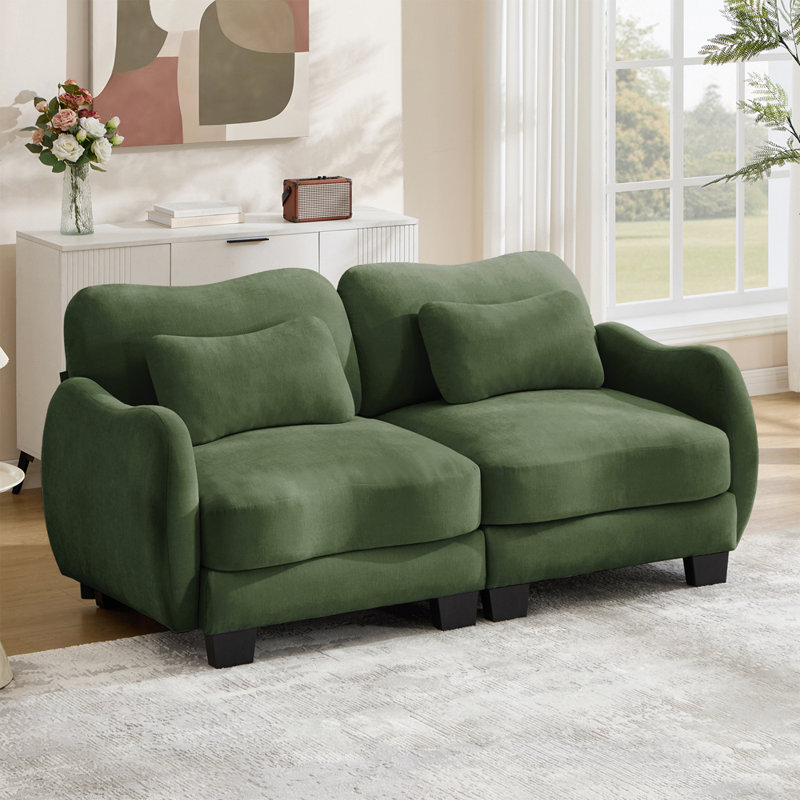 Causeuse pour salon et chambre à coucher, Green Chenille