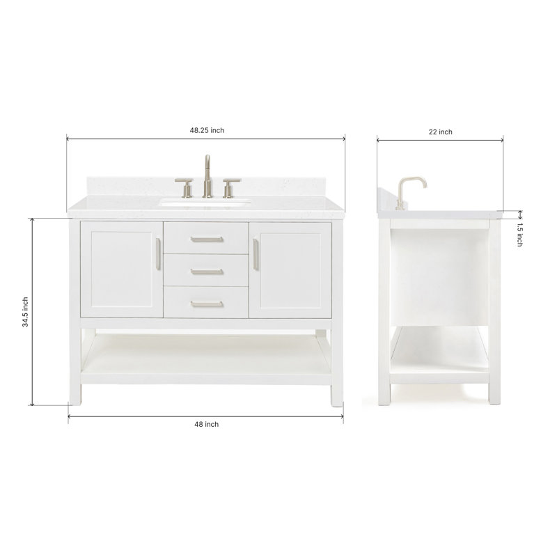Bayhill 48.25'' W Single Vanity, White