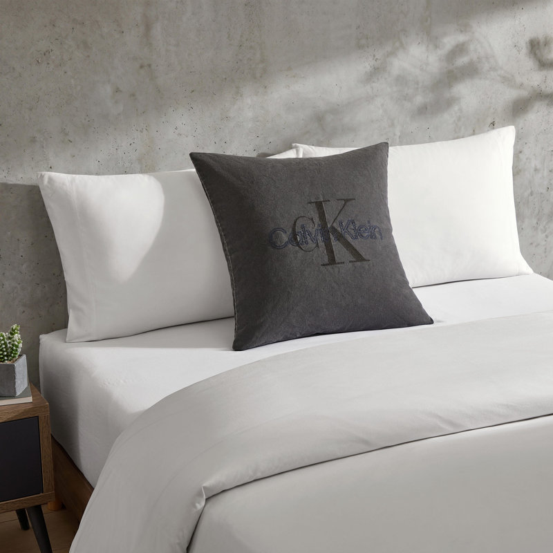 Calvin Klein Logo Cotton Grey Throw Pillow