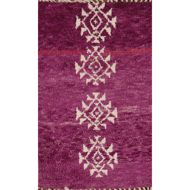 Tapis marocain mauve pelucheux 3 x 5