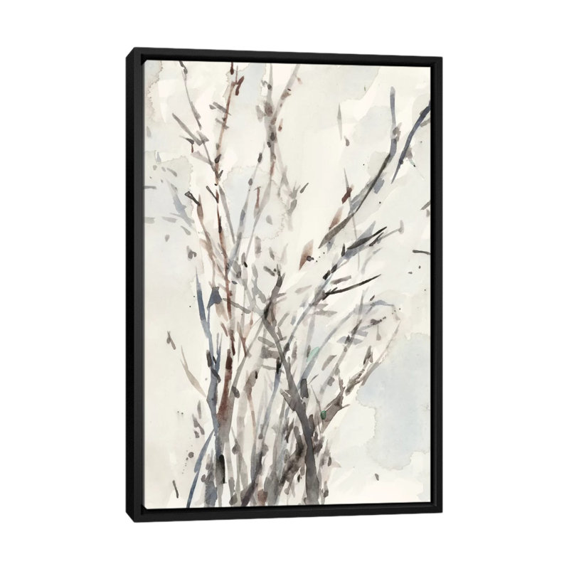 « aquarelle branches i », impression sur toile tendue, H 26 po x l 18 po x P 1,5 po, Toile avec cadre noir, Pas de tapis