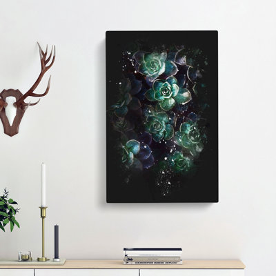 Green Succulent in Bloom - Wrapped Canvas