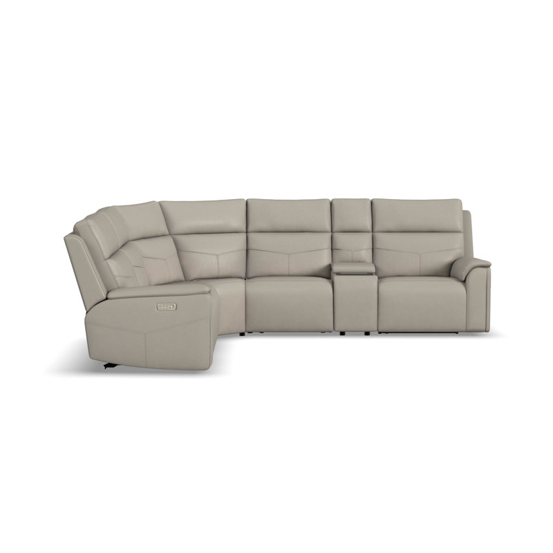 Titus 5 Seat Sectional With Console, Gray Polyurethane