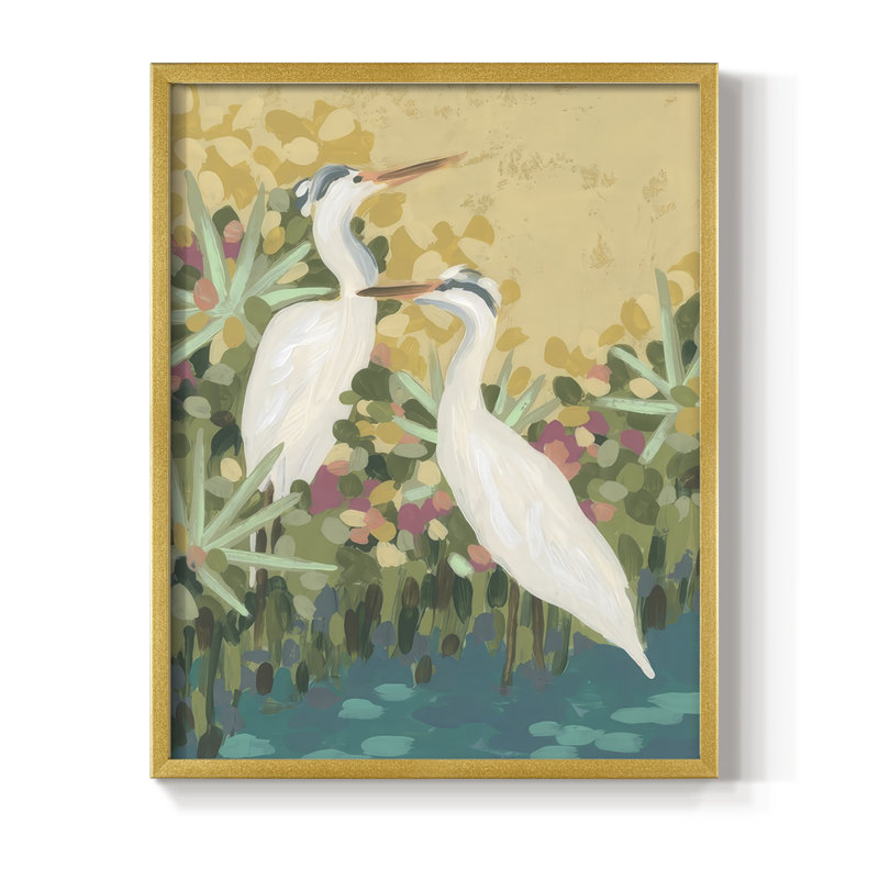 Heron Lagoon I, reproduction encadrée - bois massif, H 15 po x l 12 po, Doré