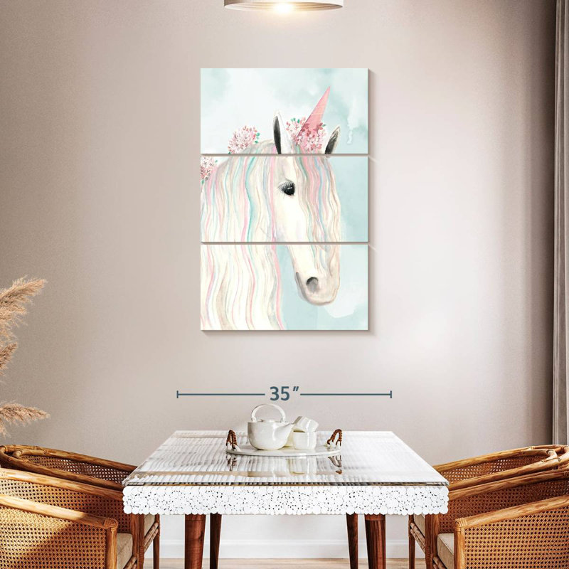 Ashelle, licorne, fleurs, H 45 po x l 28 po