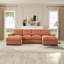Canapé modulaire à assise profonde avec repose-pieds, canapé-lit en velours côtelé-129891948
